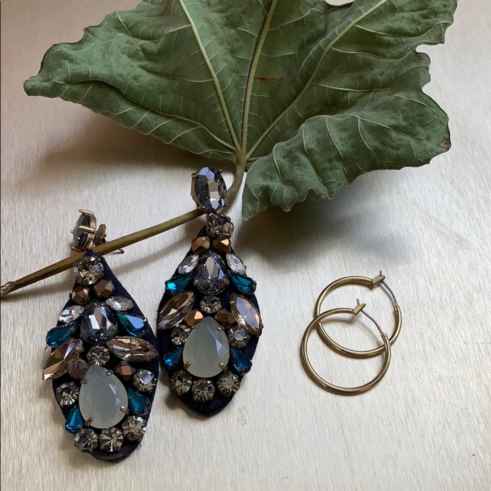 Barney’s 14k gold hoops & J.Crew Jeweled